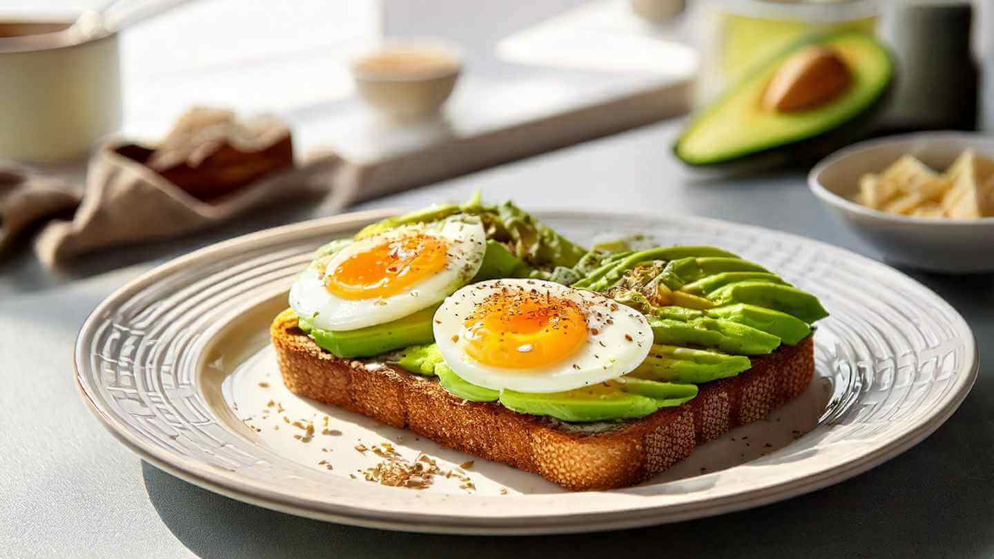 Toast proteico avocado e uovo come spuntino o colazione