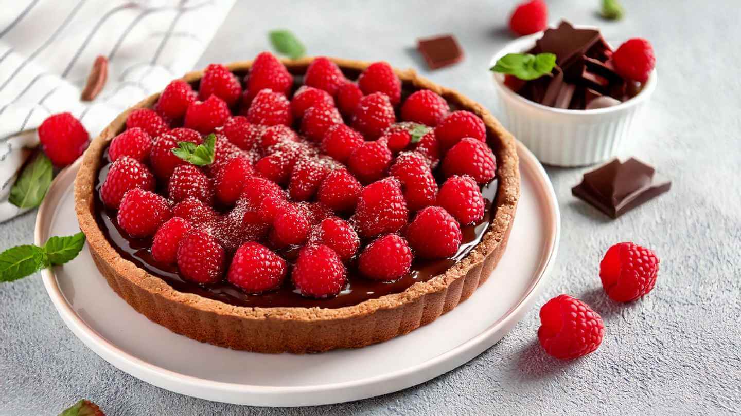 Crostata Chetogenica con Lamponi e Cacao