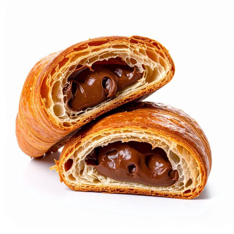 15 Cornetti proteici ripieni alla nocciola con cuore cremoso in cioccolato, senza zuccheri aggiunti.