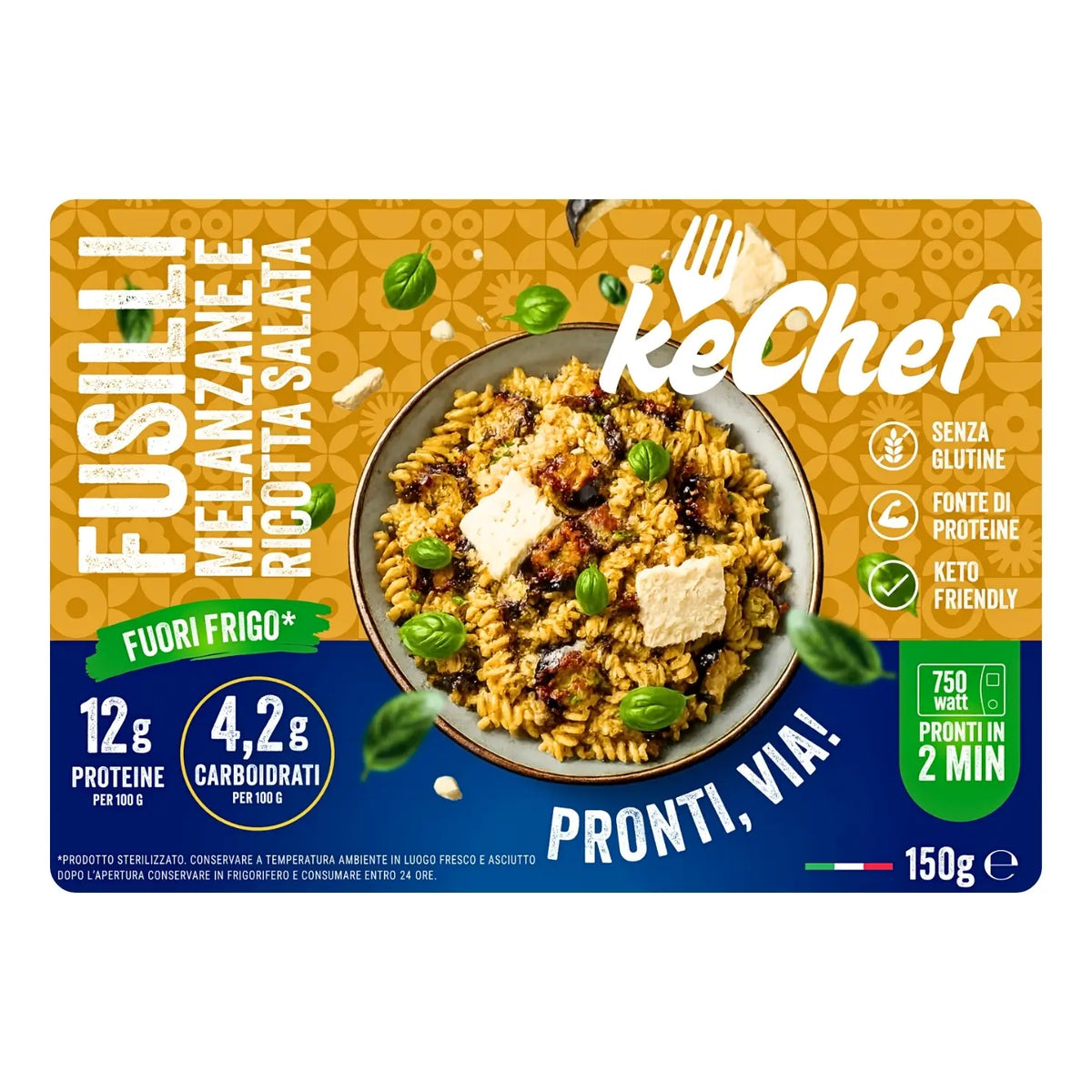 Fusilli keChef con berenjena y ricotta salada Listos