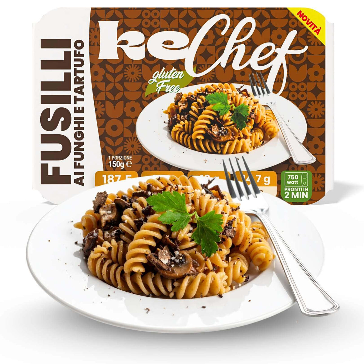 Fusilli keChef ai funghi e tartufo Pronti, piatto pronto in 2 minuti, adatto alla dieta chetogenica.