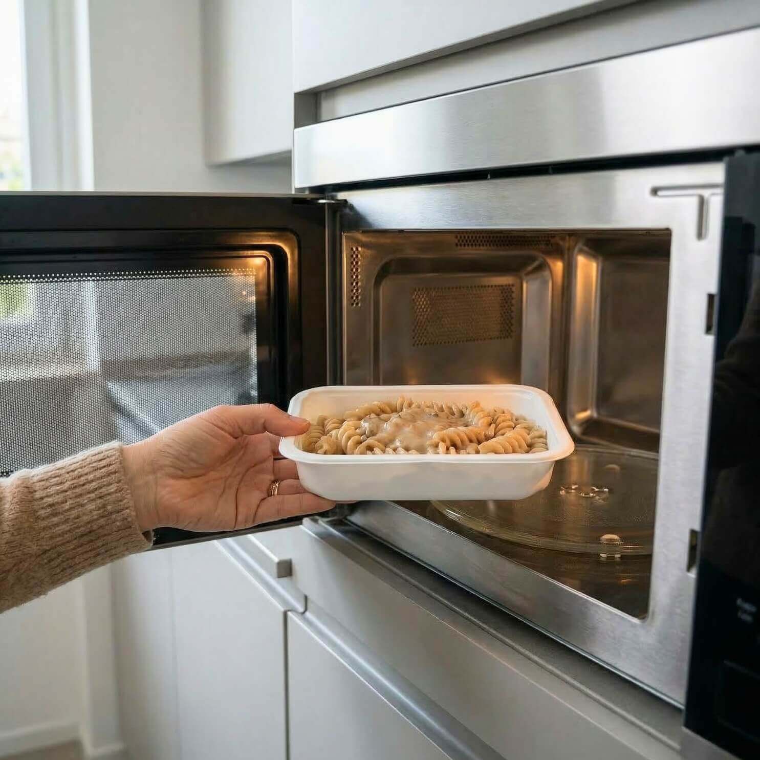 Fusilli keChef ai funghi e tartufo Pronti in preparazione al microonde per dieta chetogenica.