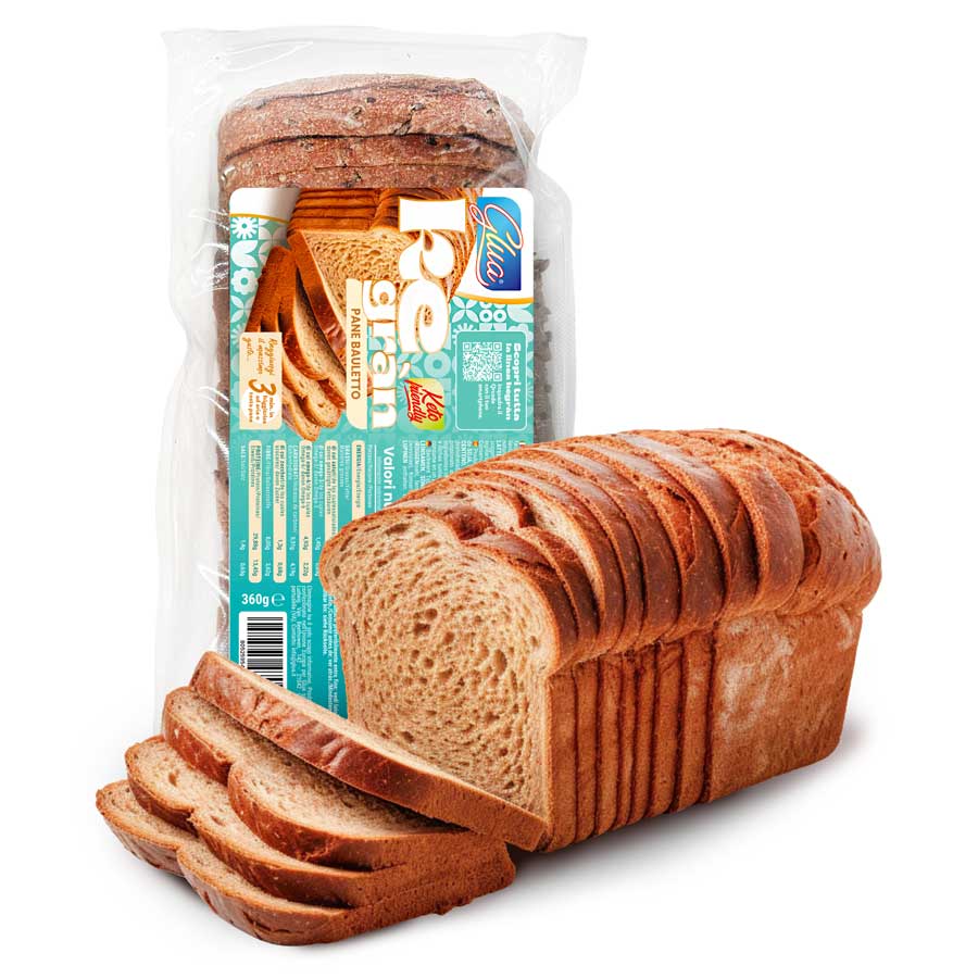 Pane proteico Bauletto con 13,5g di proteine, ideale per dieta chetogenica e alimenti keto.