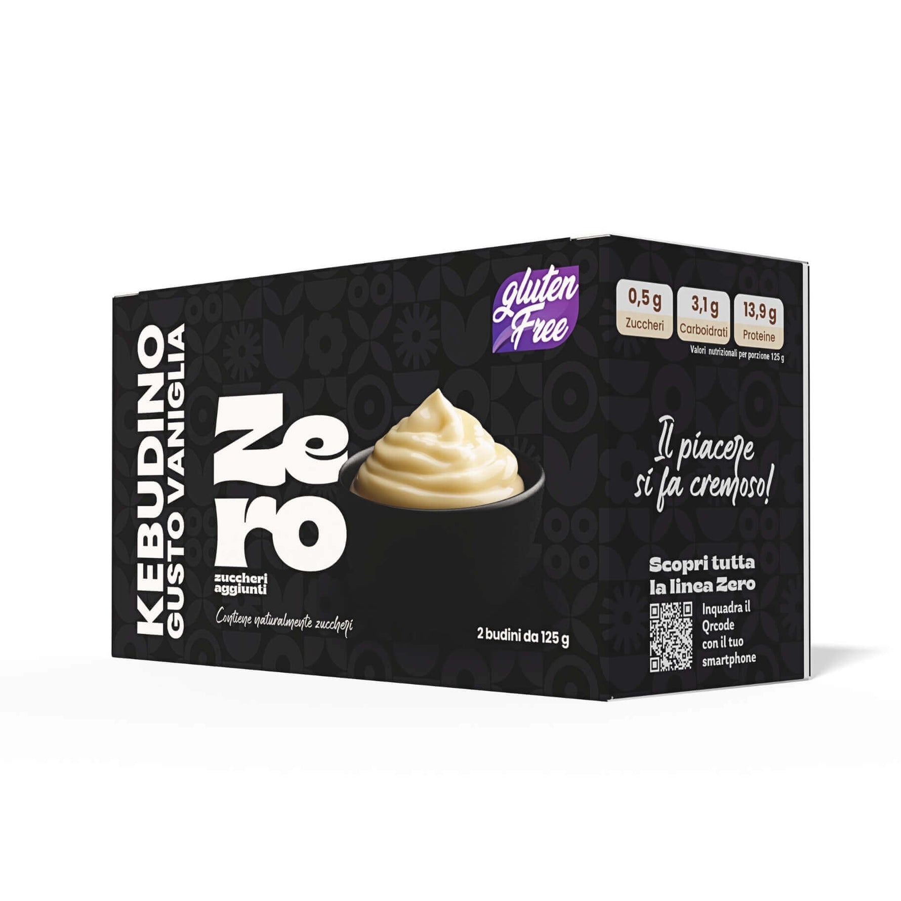 Kebudino proteico alla Vaniglia in confezione da 2 vasetti, ideale per dieta chetogenica.