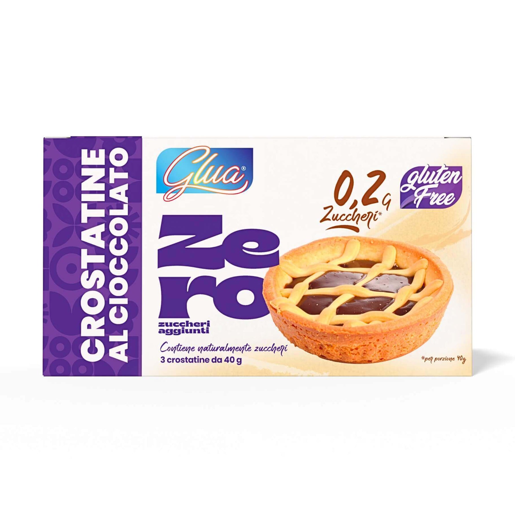 Crostatine con crema al cioccolato nella confezione, 0,2 g di zuccheri per porzione, dieta chetogenica, 3 crostatine da 40 g