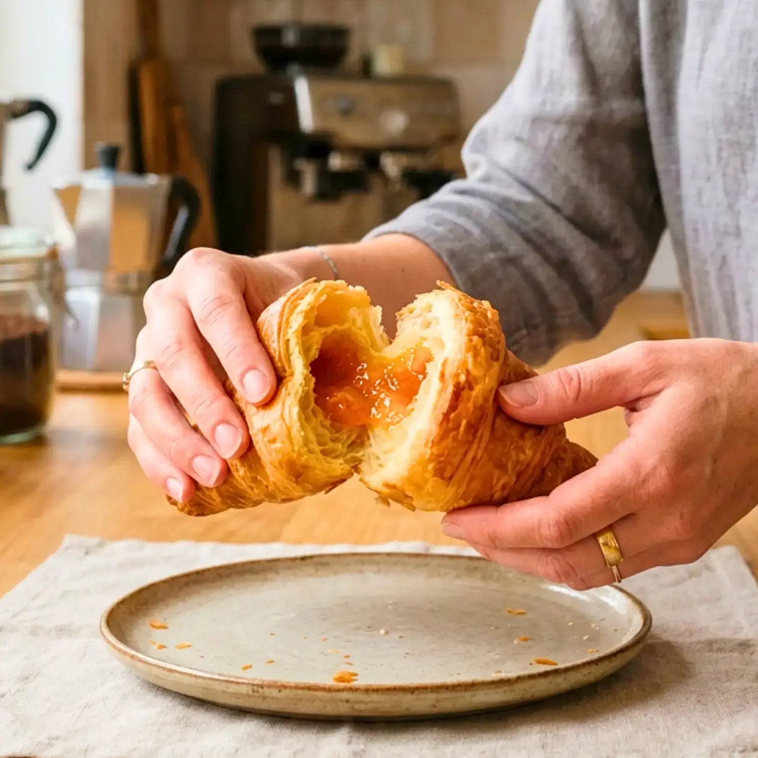 15 Cornetti Proteici Ripieni all'albicocca, birreria con purea all'interno, perfetti per la dieta chetogenica.