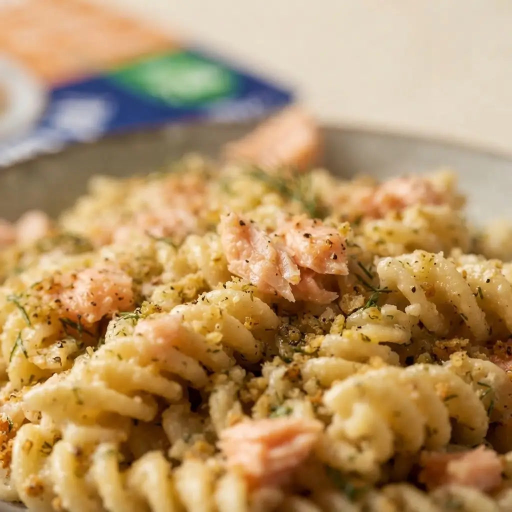 Fusilli keChef al Salmone con salsa cremosa al burro e salmone affumicato, piatto pronto keto.